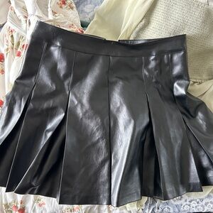 Oak + Fort Vegan Leather Pleated Mini Skirt